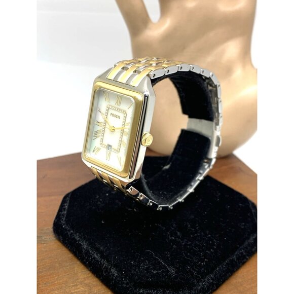 Fossil Women's Watch ES5305 Raquel Quartz Tank Two Tone Stainless Steel 26mm - Picture 2 of 13